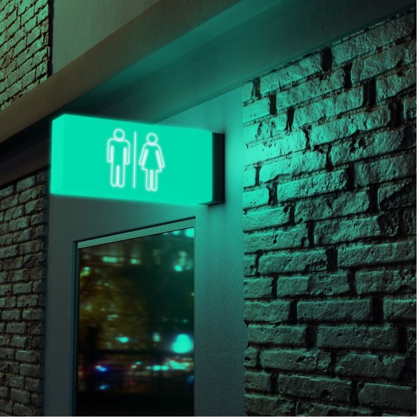 Neon Light Bathroom Sign Night