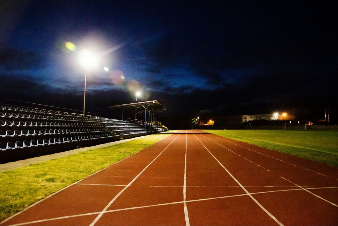 Running Track Illuminated Stadium